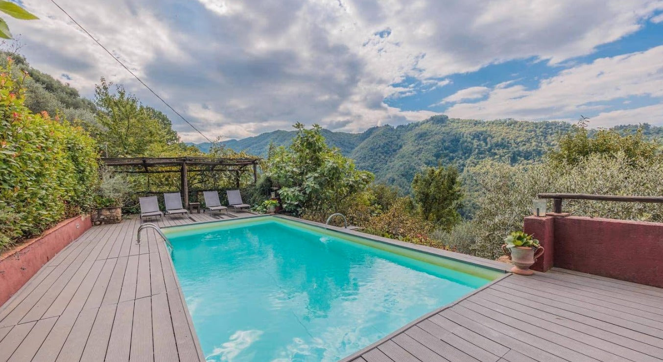 Stone house with a pool