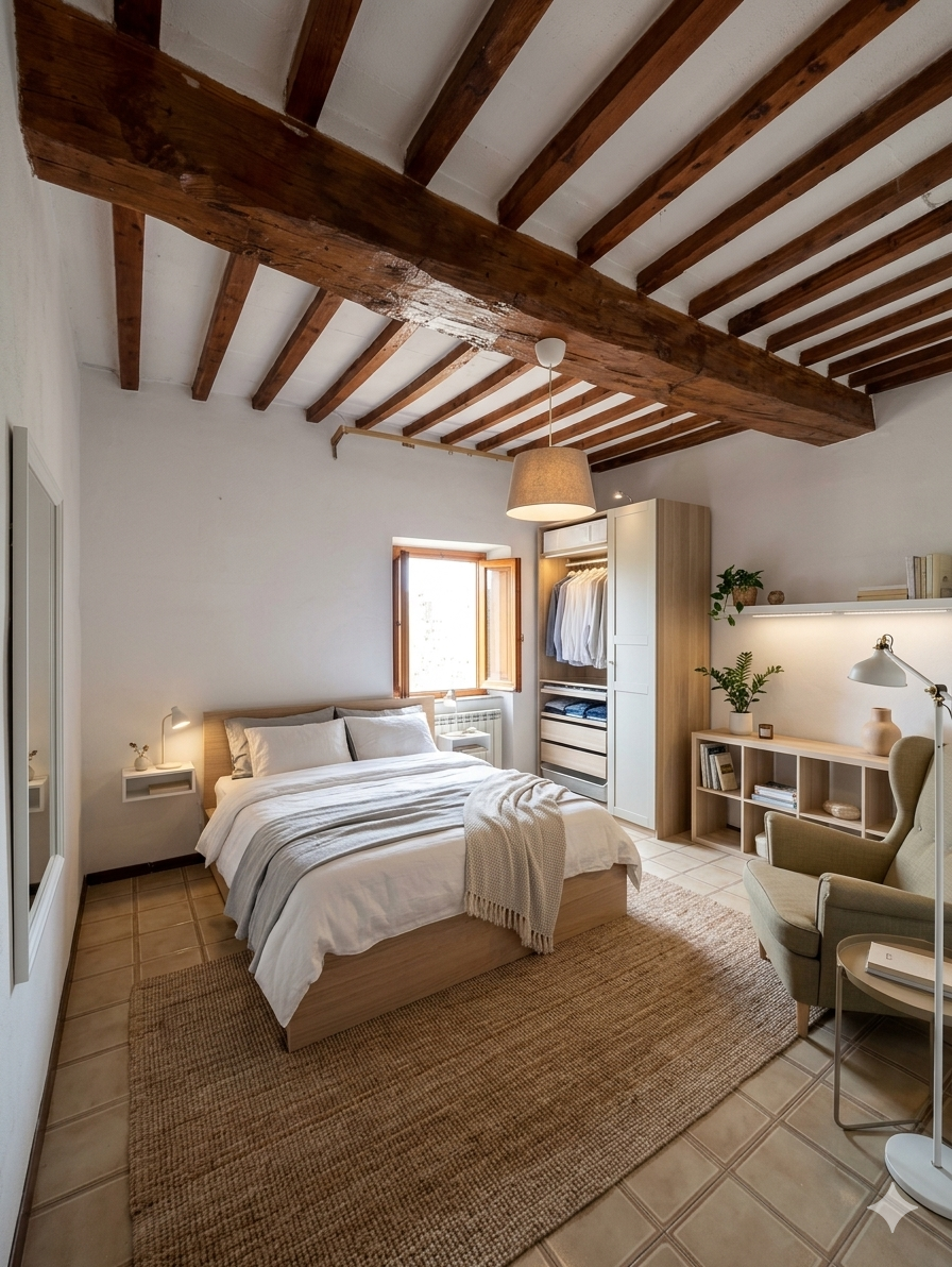Two bedrooms, garden, balcony, big cellar and storage