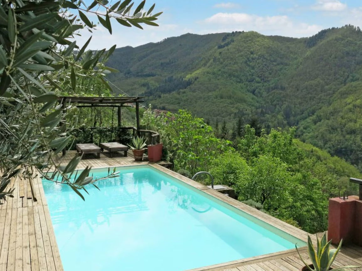 Stone house with a pool