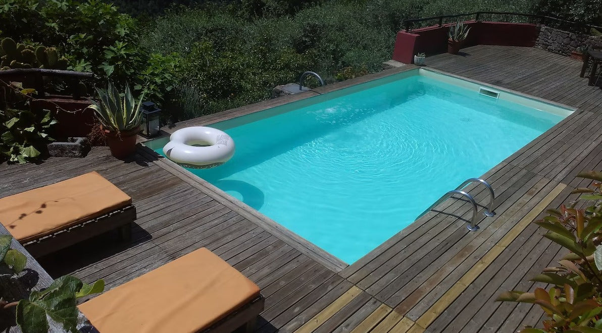 Stone house with a pool