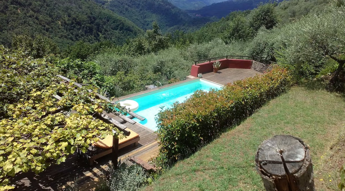 Stone house with a pool